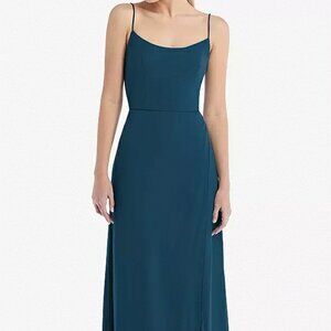 Thread TH041...Scoop Neck Ruffle-Trimmed High Low Maxi Dress...Blue..Size 14